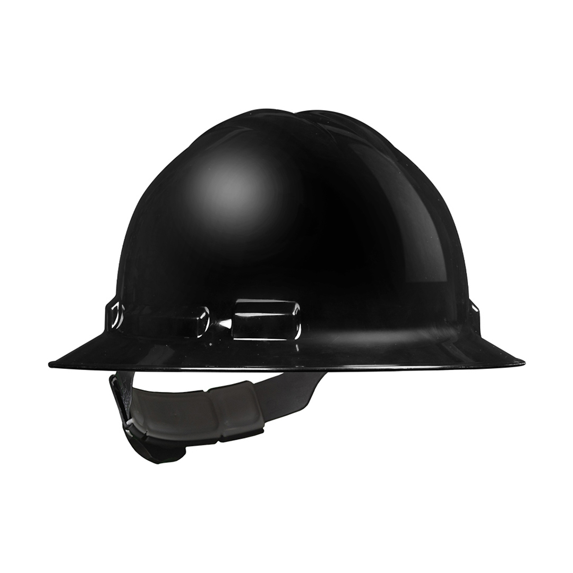 Malta Dynamics Full Brim Hard Hat — 4-Point Ratchet, Type 1, Class E & G, ANSI/ISEA/OSHA Compliant, Black, Model# HHBLK2004